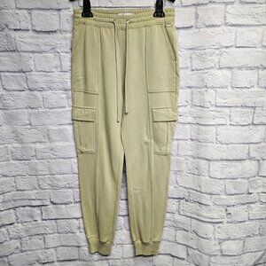 HOLLISTER S MUTED GREEN FLEECE TERRY DRAWSTRING JOGGER CARGO POCKET SWEAT PANTS